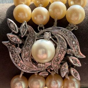 VTG ntrl pearl bracelet w diamond platinum clasp IRID PLAT